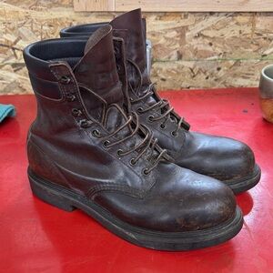 Red Wing Shoes Dark Brown Leather Boots (Size 10.5) Steel Toe